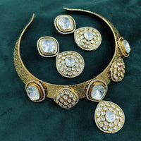 JCM Gold Plated Kundan Stone Choker Necklace Set