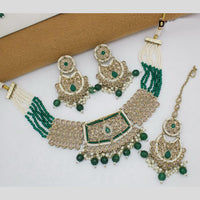 JCM Gold Plated Crystal Stone And Pearls Beads Necklace Set