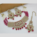 JCM Gold Plated Crystal Stone And Pearls Beads Necklace Set