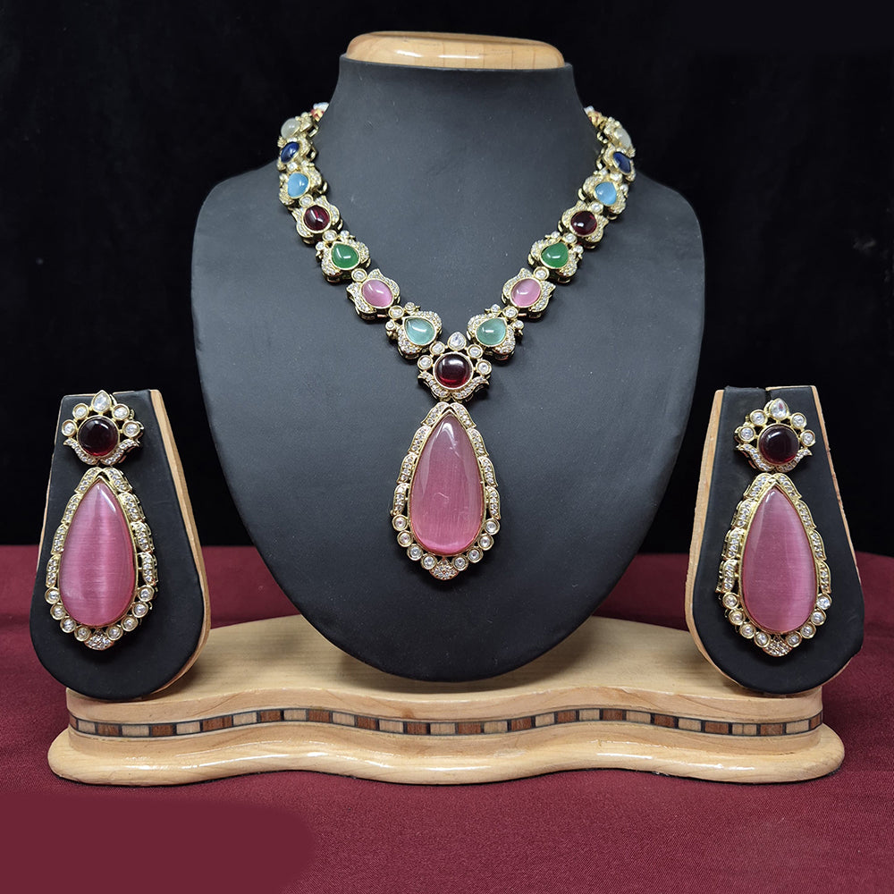 JCM Gold Plated Crystal Stone Necklace Set