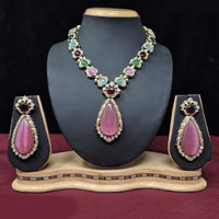 JCM Gold Plated Crystal Stone Necklace Set