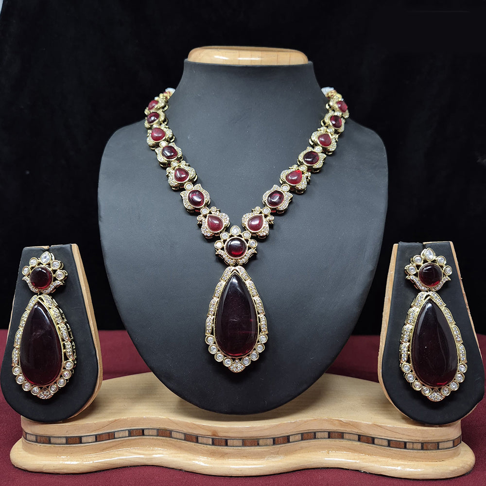 JCM Gold Plated Crystal Stone Necklace Set