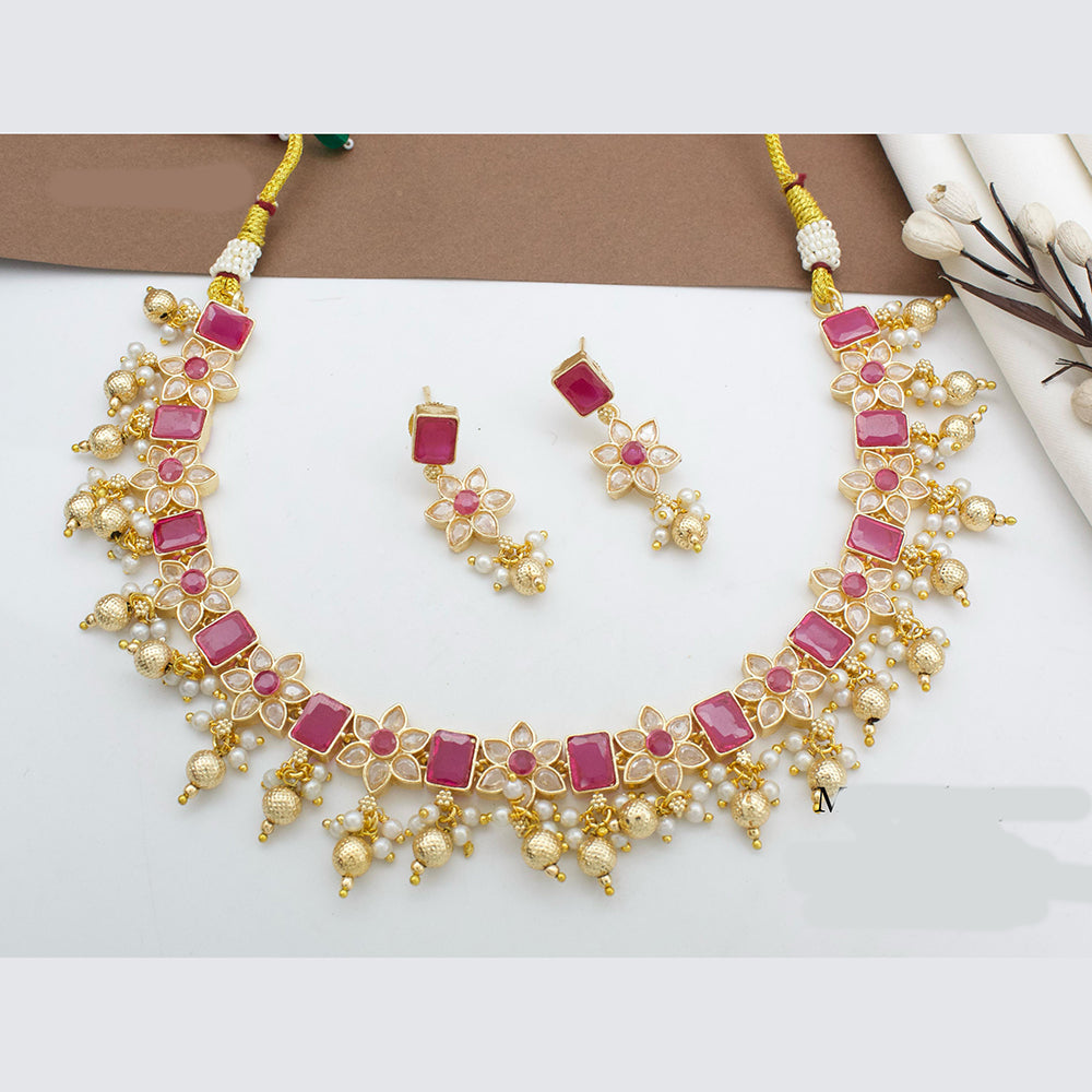 JCM Gold Plated Crystal Stone Necklace Set