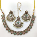 JCM Gold Plated Crystal Stone And Pearl Necklace Set