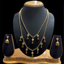 JCM Gold Plated  Pota Stone And Pearls Double Necklace Set
