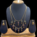 JCM Gold Plated  Pota Stone And Pearls Double Necklace Set