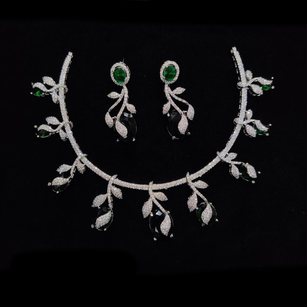 JCM Silver Plated American Diamonds Necklace Set