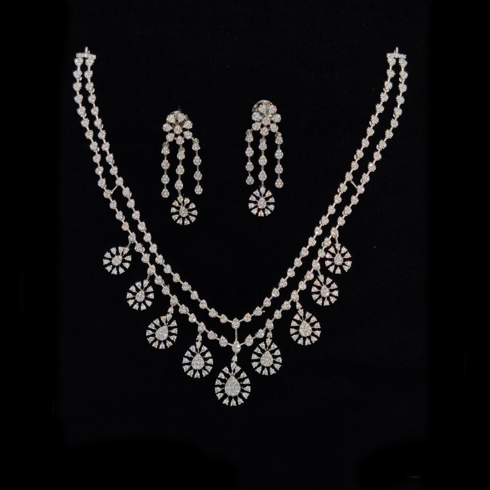 JCM Silver Plated American Diamonds Necklace Set