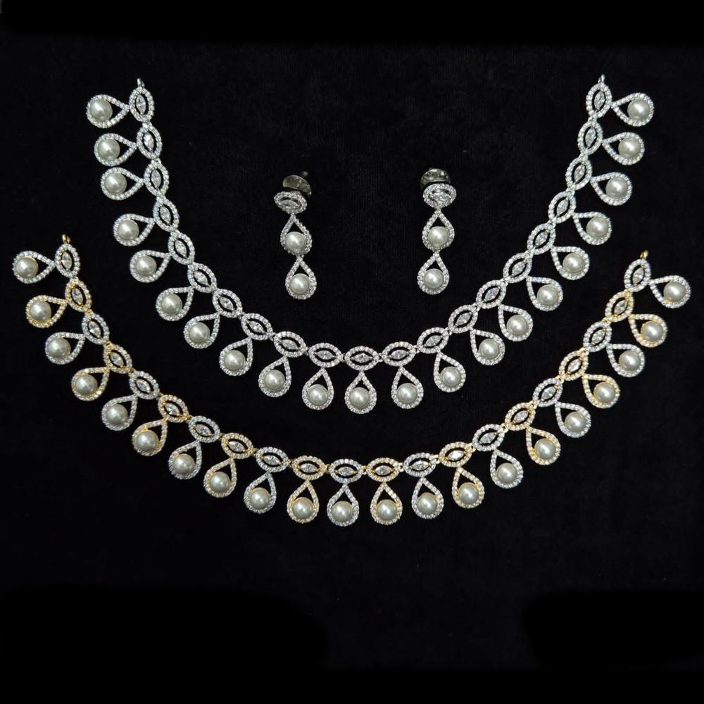 JCM Silver Plated American Diamonds Necklace Set
