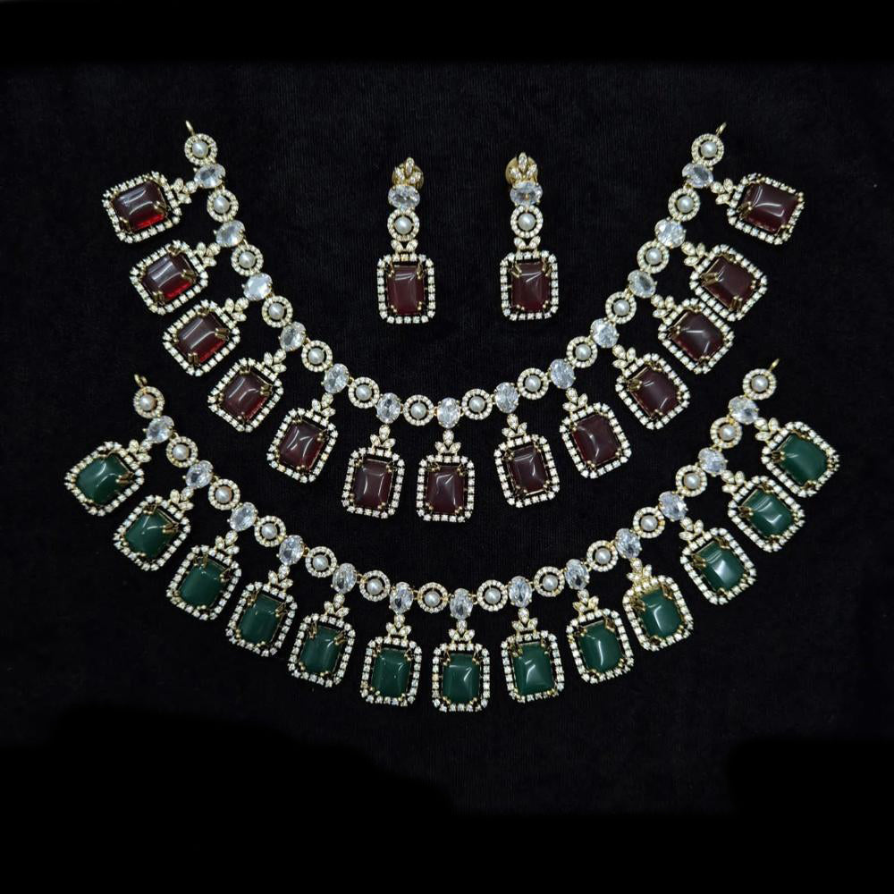 JCM Silver Plated American Diamonds Necklace Set