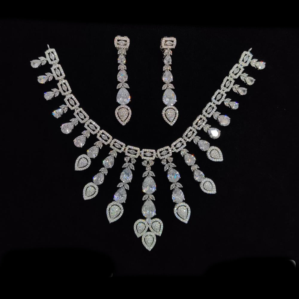 JCM Silver Plated American Diamonds Necklace Set