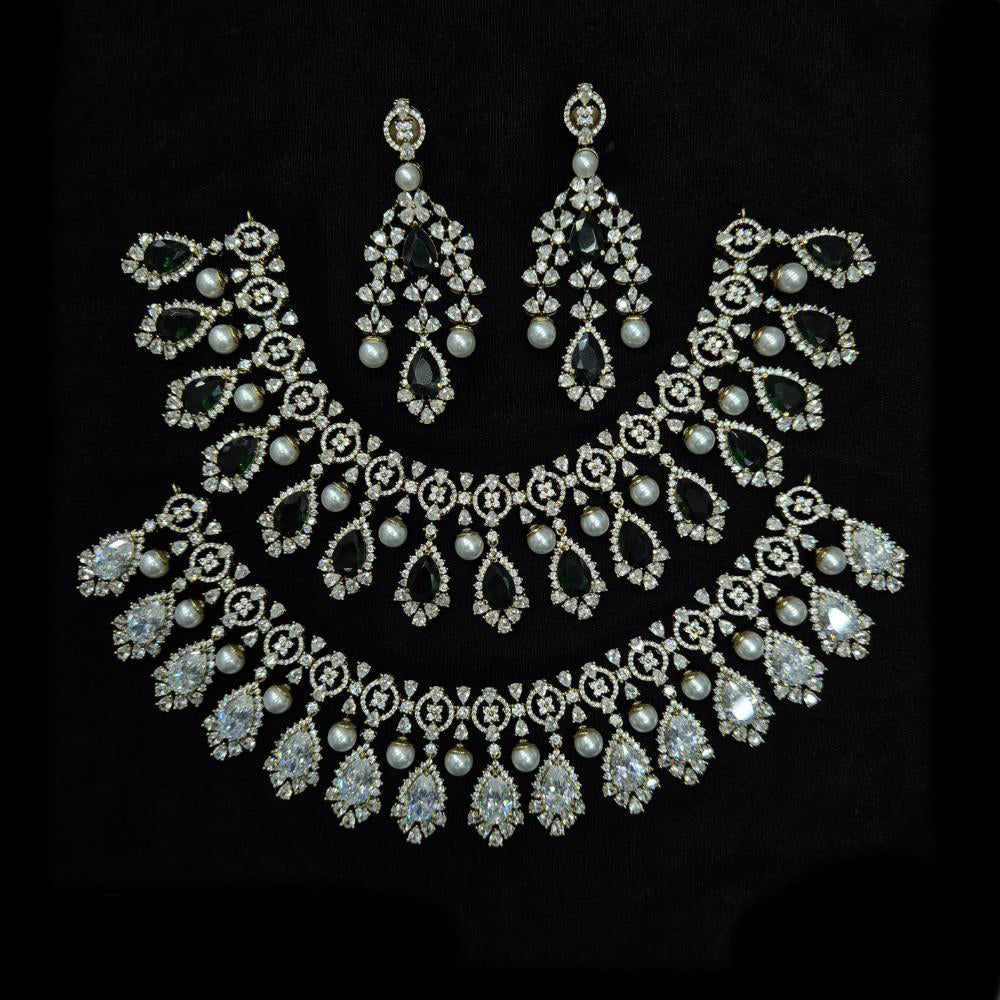 JCM Silver Plated American Diamonds Necklace Set