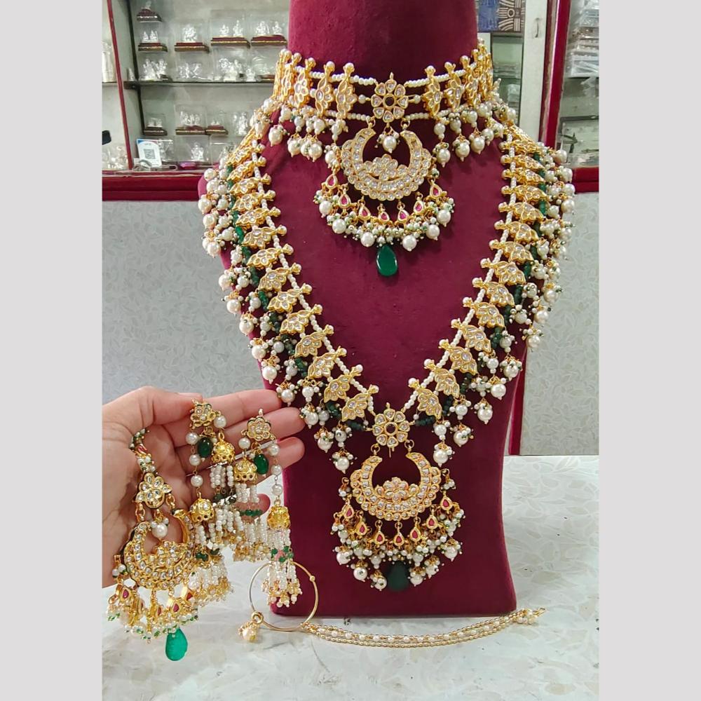 JCM Gold Plated Kundan Long Necklace Set