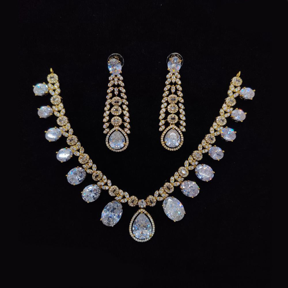 JCM Silver Plated American Diamonds Necklace Set