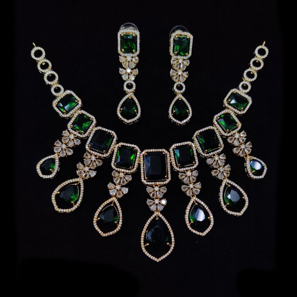 JCM Silver Plated American Diamonds Necklace Set
