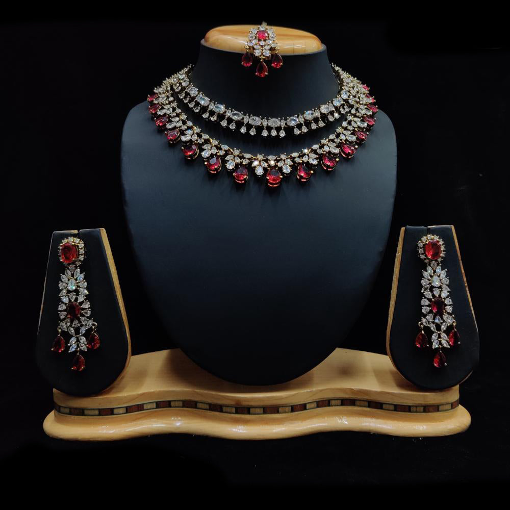 JCM Silver Plated American Diamonds Necklace Set