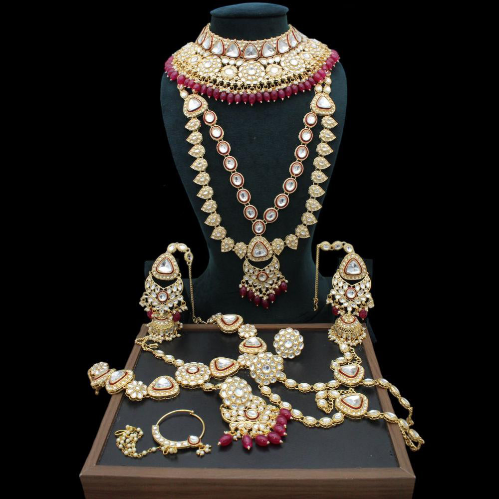 JCM  Gold Plated Kundan And Meenakari Bridal Set