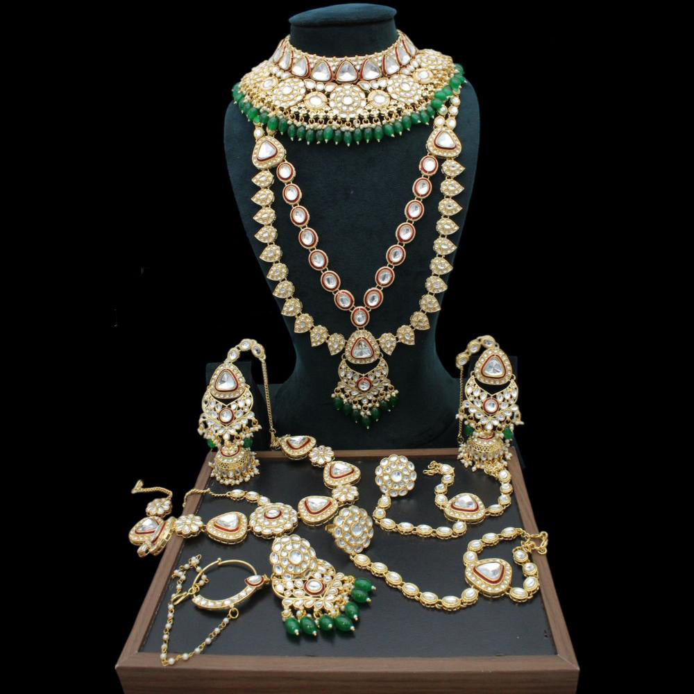 JCM  Gold Plated Kundan And Meenakari Bridal Set