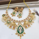 JCM Gold Plated Kundan And Pota Stone Necklace Set