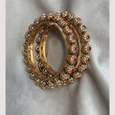 JCM Traditional Gold Finish Pota Stone Bangles Set