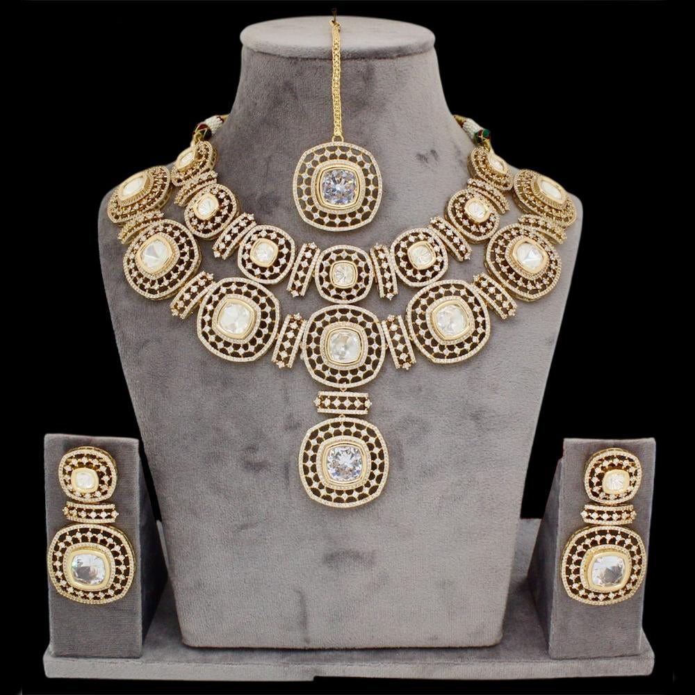 JCM Gold Plated Kundan Necklace Set