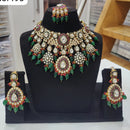 JCM Gold Plated Polki Kundan Stone And Beads Necklace Set