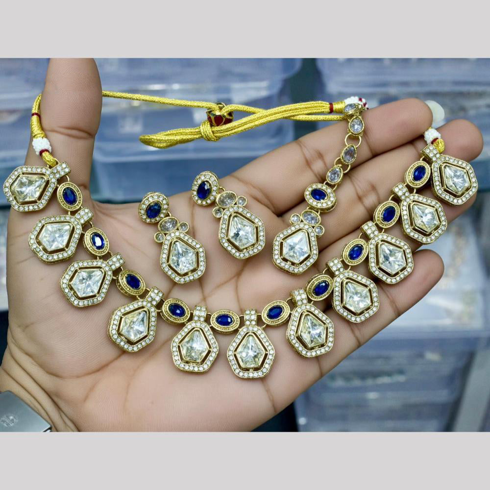 JCM  Gold Plated Polki Kundan Stone Necklace Set