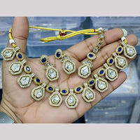 JCM Jewellery Gold Plated Polki Kundan Stone Necklace Set