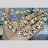 JCM  Gold Plated Polki Kundan Stone Necklace Set