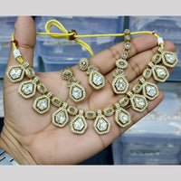 JCM  Gold Plated Polki Kundan Stone Necklace Set