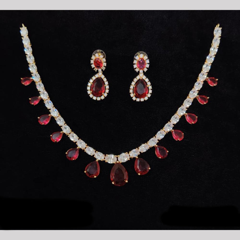JCM Gold Plated American Diamonds Necklace Set