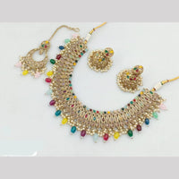 JCM Gold Plated Crystal Stone And Beads Necklace Set