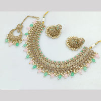 JCM Gold Plated Crystal Stone And Beads Necklace Set