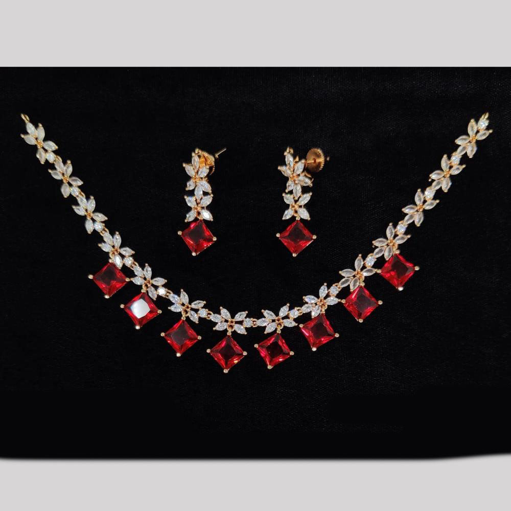 JCM Gold Plated American Diamonds Necklace Set