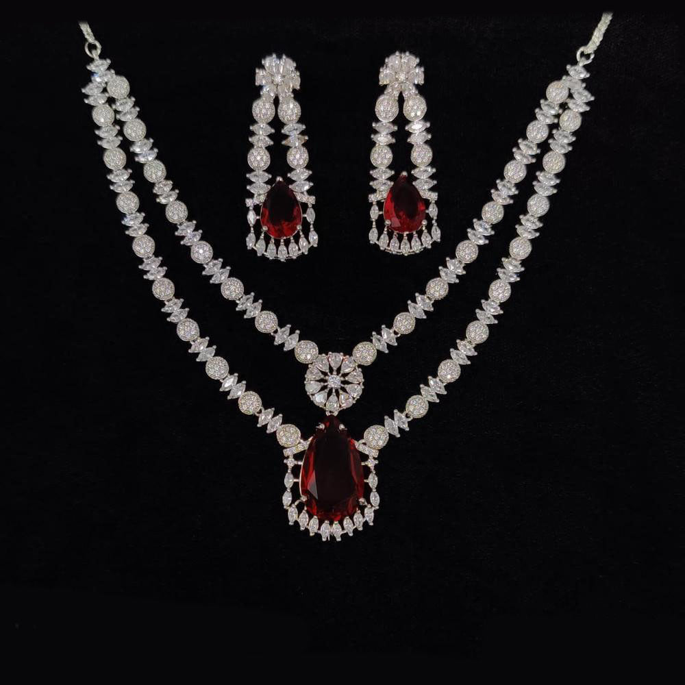 JCM Silver Plated American Diamonds Necklace Set