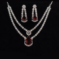 JCM Silver Plated American Diamonds Necklace Set