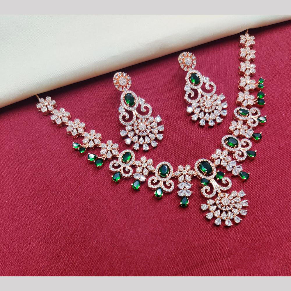 JCM Rose Gold Plated American Diamond Necklace Set
