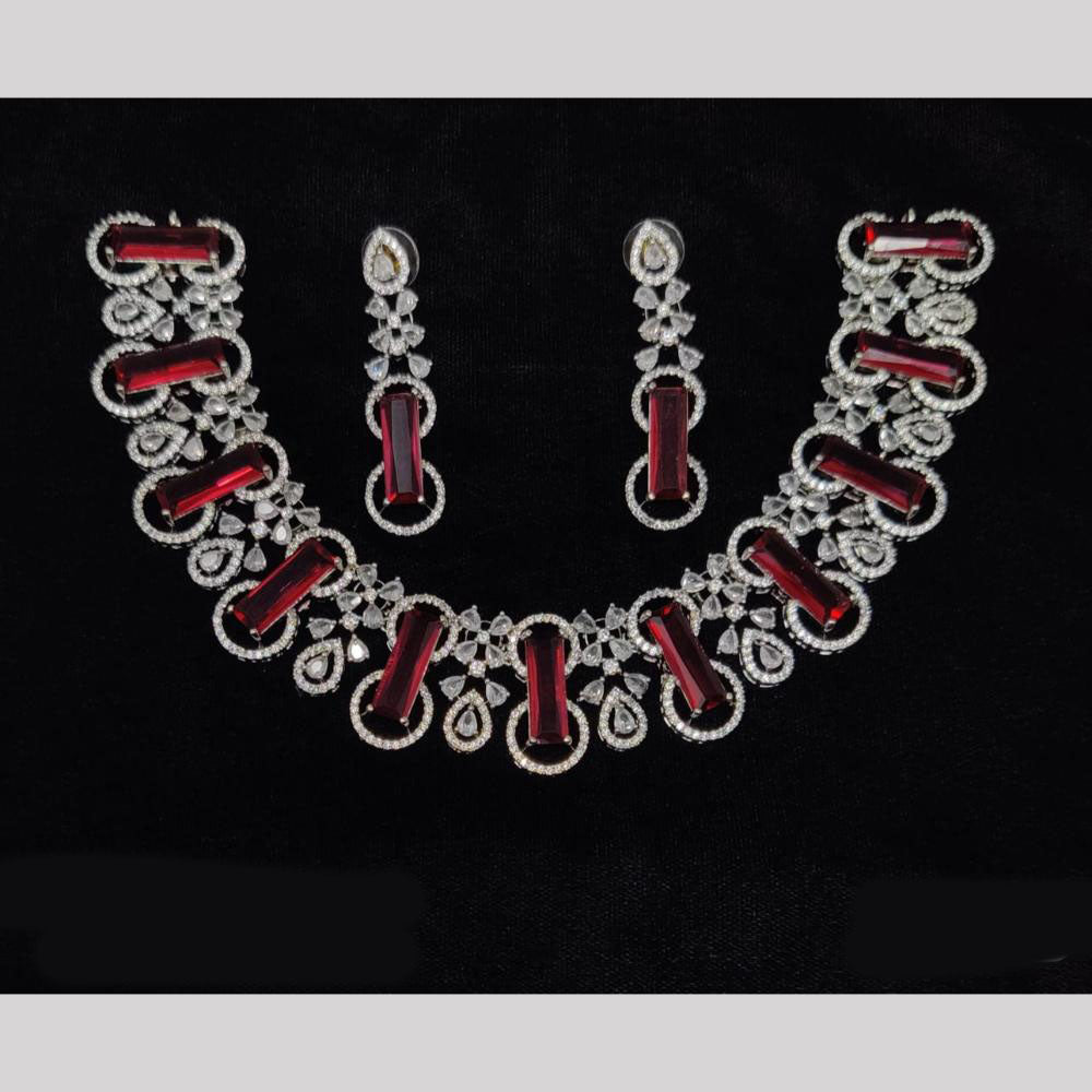 JCM Silver Plated American Diamonds Necklace Set