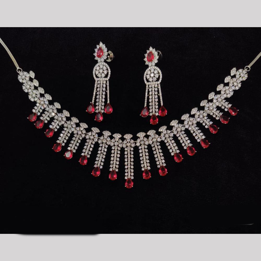 JCM Silver Plated American Diamonds Necklace Set