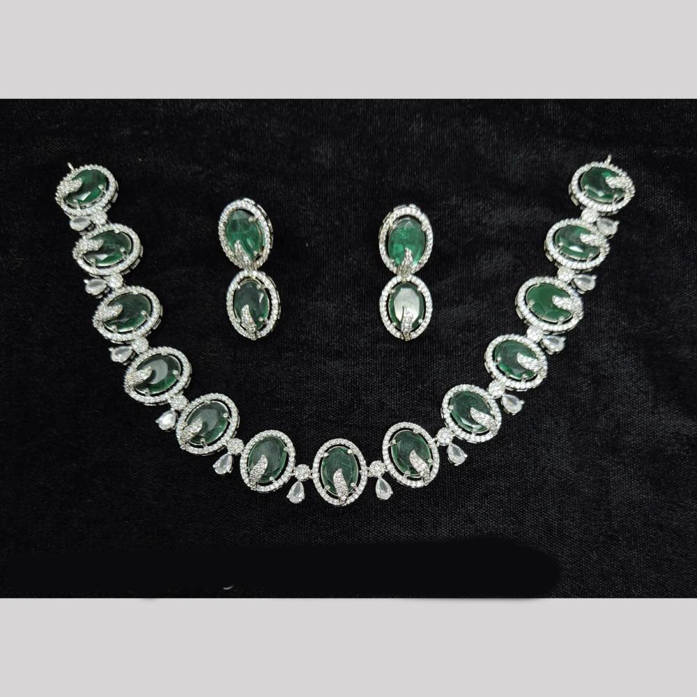 JCM Silver Plated American Diamonds Necklace Set