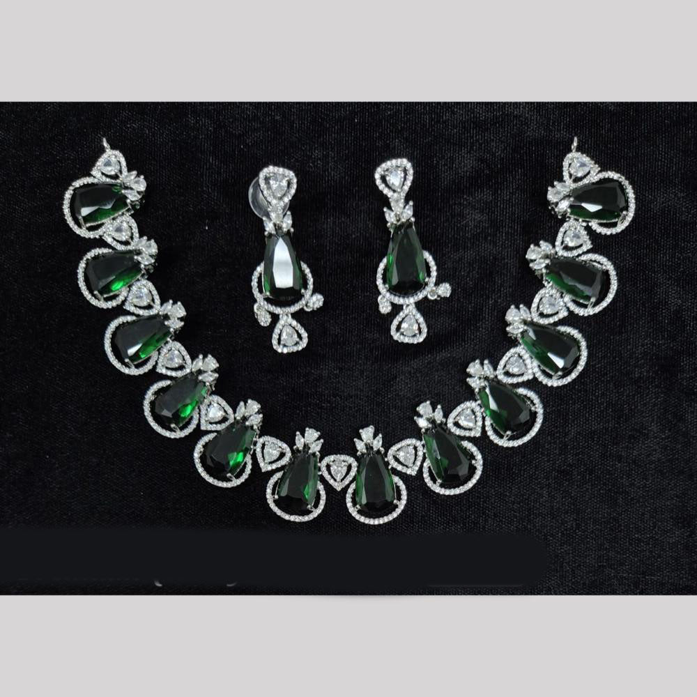 JCM Silver Plated American Diamonds Necklace Set