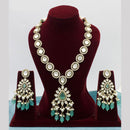 JCM Gold Plated Polki Kundan Stone And Beads Necklace Set