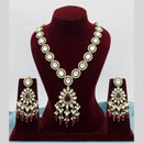 JCM Gold Plated Polki Kundan Stone And Beads Necklace Set