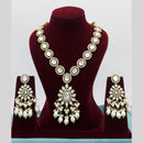 JCM Gold Plated Polki Kundan Stone And Beads Necklace Set