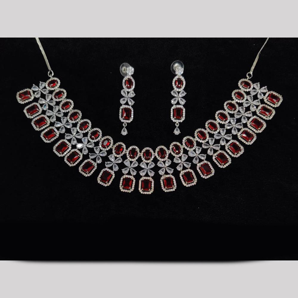 JCM Silver Plated American Diamonds Necklace Set