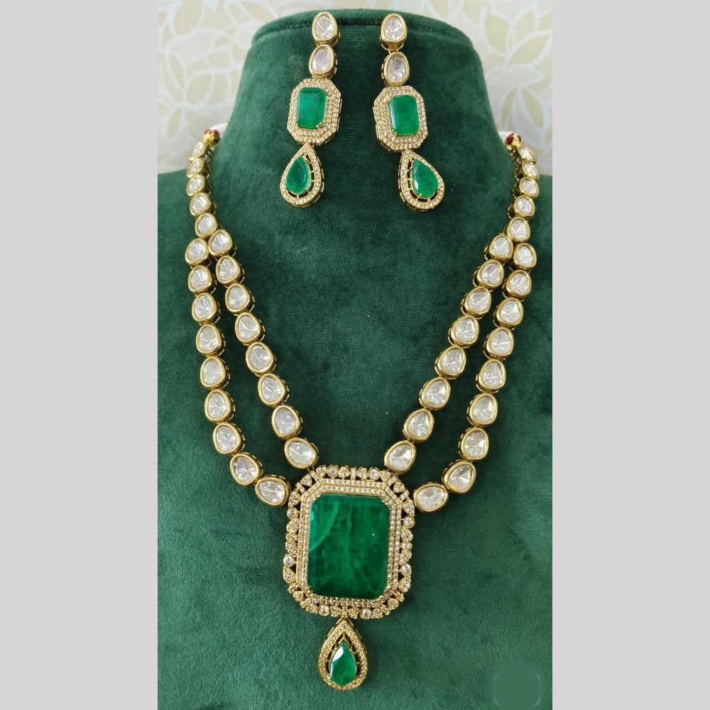 JCM Gold Plated Polki Kundan Stone Necklace Set