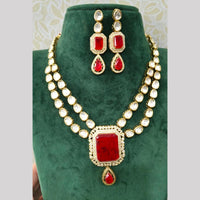JCM Gold Plated Polki Kundan Stone Necklace Set