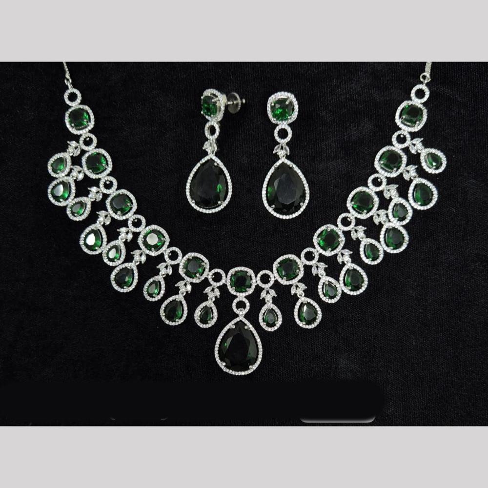 JCM Silver Plated American Diamonds Necklace Set