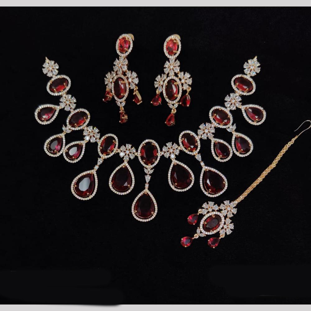 JCM Gold Plated American Diamonds Necklace Set