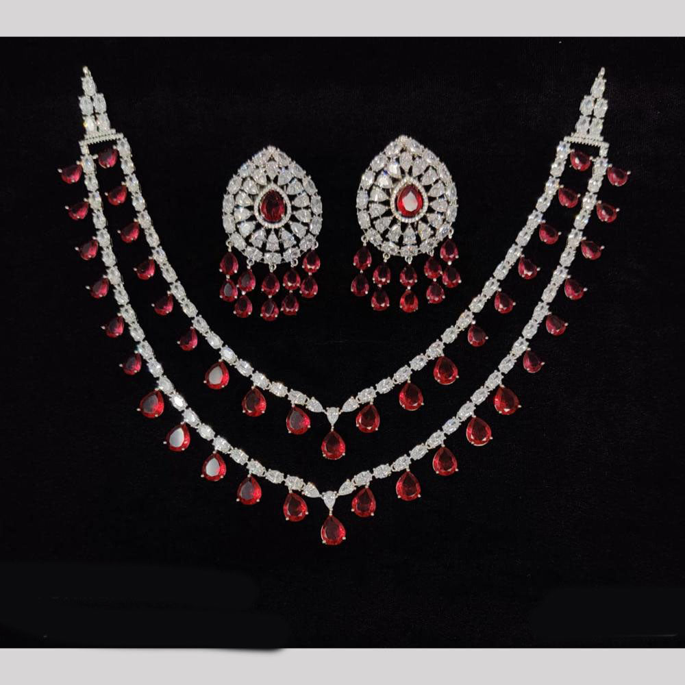 JCM Silver Plated American Diamonds Necklace Set